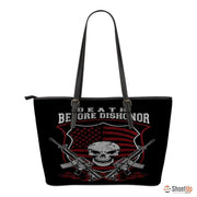Death Before Dishonor-Small Leather Tote Bag-Free Shipping - Deruj.com
