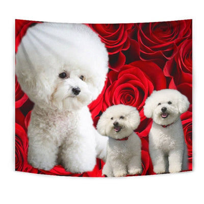 Bichon Frise On Rose Print Tapestry-Free Shipping - Deruj.com