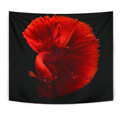 Red Siamese Fighting Fish (Betta Fish) Print Tapestry-Free Shipping - Deruj.com