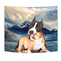 Pit Bull Terrier With Puppy Print Tapestry-Free Shipping - Deruj.com