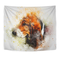 Basset Hound Dog Watercolor Art Print Tapestry-Free Shipping