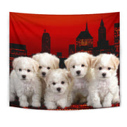 Bichon Frise Puppies On Red Print Tapestry-Free Shipping - Deruj.com