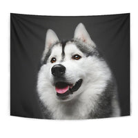 Siberian Husky On Black Print Tapestry-Free Shipping - Deruj.com