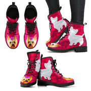 Valentine's Day Special-Yorkie On Red Print Boots For Women-Free Shipping - Deruj.com