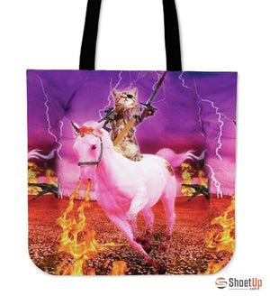 Horse Riding Cat-Tote Bag-Free Shipping - Deruj.com