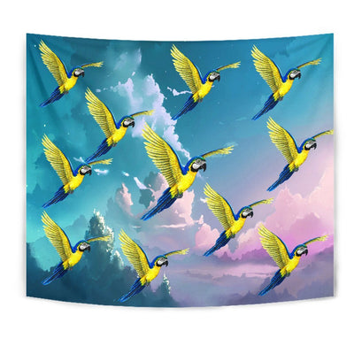 Blue And Yellow Macaw Parrot Print Tapestry-Free Shipping - Deruj.com
