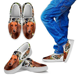 Amazing Dachshund Dog Print Slip Ons For Kids-Express Shipping - Deruj.com