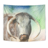English Longhorn Cattle (Cow) Print Tapestry-Free Shipping - Deruj.com