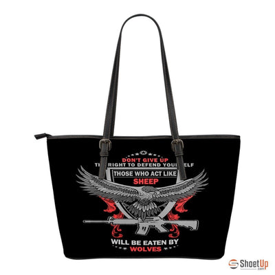 The Right To Defend Yourself- Small Leather Tote Bag- Free Shipping - Deruj.com
