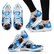 Paws Print Pug Dog (Black/White) Running Shoes For Women- Express Delivery - Deruj.com