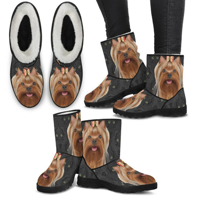 Yorkshire terrier (Yorkie) Print Faux Fur Boots For Women-Free Shipping - Deruj.com