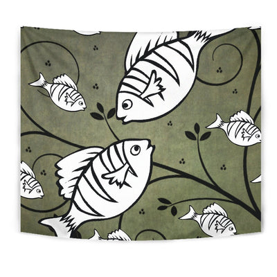 White Fish Print Tapestry-Free Shipping - Deruj.com