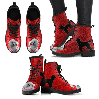 Valentine's Day Special Poodle On Red Print Boots For Women-Free Shipping - Deruj.com