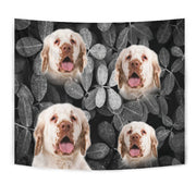 Clumber Spaniel On Black Print Tapestry-Free Shipping - Deruj.com