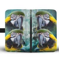 Blue and Yellow Macaw Print Wallet Case-Free Shipping - Deruj.com