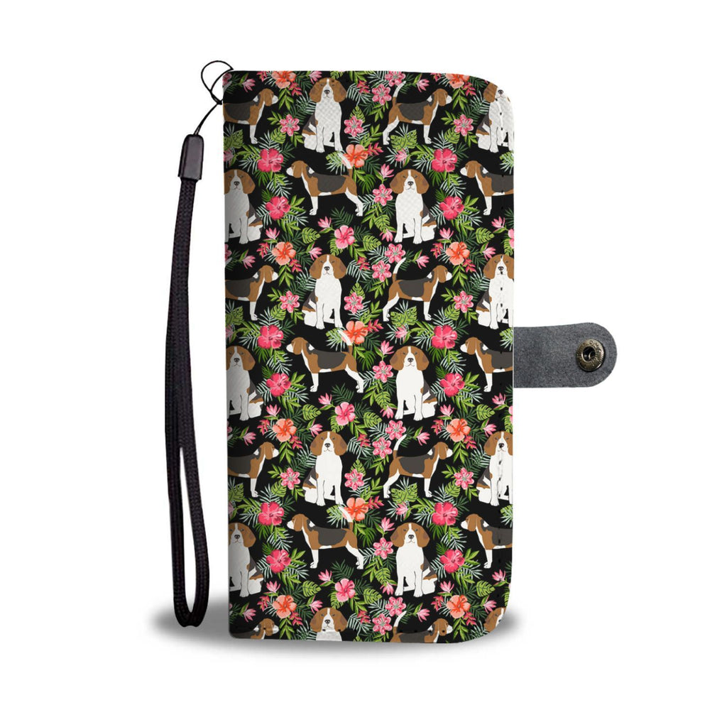 Beagle Dog Floral Print Wallet Case-Free Shipping - Deruj.com