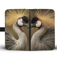 Grey Crowned Crane Bird Print Wallet Case-Free Shipping - Deruj.com