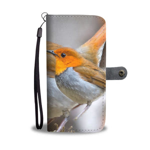 Japanese Robin Bird Print Wallet Case-Free Shipping - Deruj.com