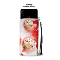 Golden Retriever On Red Print Wallet Case- Free Shipping-TX State - Deruj.com