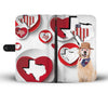 Golden Retriever With R&W Heart Print Wallet Case-Free Shipping-TX State - Deruj.com