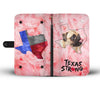 Pug On Pink Print Wallet Case-Free Shipping-TX State - Deruj.com
