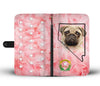 Pug On Pink Print Wallet Case- Free Shipping-NV State - Deruj.com