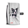 Boston Terrier On White Print Wallet Case- Free Shipping-AZ State - Deruj.com