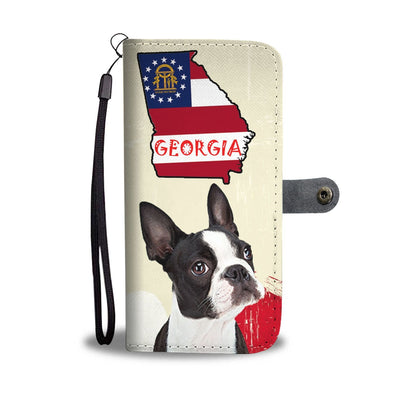 Boston Terrier Print Wallet Case-Free Shipping-GA State - Deruj.com
