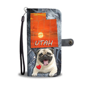 Pug Dog Print Wallet Case- Free Shipping- UT State - Deruj.com