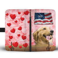 Golden Retriever On Pink Print Wallet Case- Free Shipping-ND State - Deruj.com