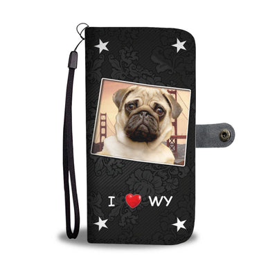 Pug Dog On Black Print Wallet Case-Free Shipping-WY State - Deruj.com
