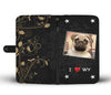Pug Dog On Black Print Wallet Case-Free Shipping-WY State - Deruj.com