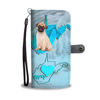 Lovely Pug Print Wallet Case-Free Shipping-WV State - Deruj.com