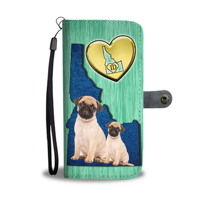 Lovely Pug Dog Print Wallet Case-Free Shipping-ID State - Deruj.com