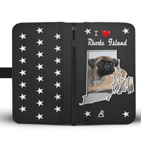 Pug Dog On Black Print Wallet Case-Free Shipping-RI State - Deruj.com