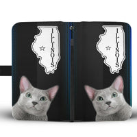 Russian Blue Cat Print Wallet Case-Free Shipping-IL State - Deruj.com