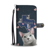 Russian Blue Cat Print Wallet Case-Free Shipping-TX State - Deruj.com