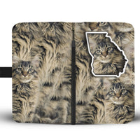 Maine Coon Cat Print Wallet Case-Free Shipping-GA State - Deruj.com