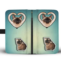 Siamese Cat Print Wallet Case-Free Shipping-GA State - Deruj.com