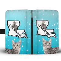 Egyptian Mau Cat Print Wallet Case-Free Shipping-LA State - Deruj.com