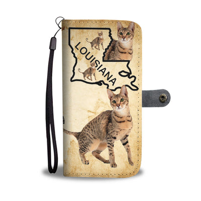 Savannah Cat Print Wallet Case-Free Shipping-LA State - Deruj.com
