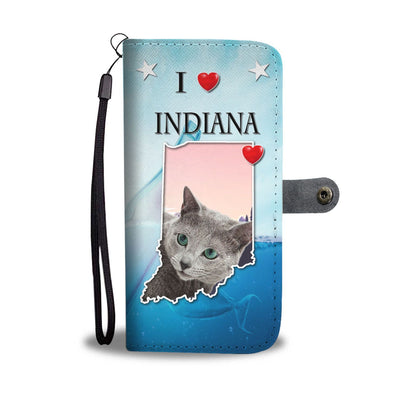 Russian Blue Cat Print Wallet Case-Free Shipping-IN State - Deruj.com