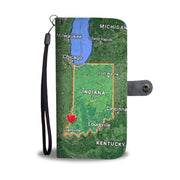 Indiana Map Print Wallet Case-Free Shipping-IN State - Deruj.com