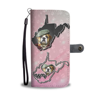 Bulldog With Cap Print Wallet Case-Free Shipping-WV State - Deruj.com