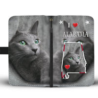 Russian Blue Cat Print Wallet Case-Free Shipping-AL State - Deruj.com