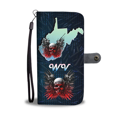 Gun And Skull Print Premium Wallet Case-Free Shipping-WV State - Deruj.com