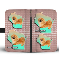 Cute Pekingese Dog On Hearts Print Wallet Case-Free Shipping-WI State - Deruj.com