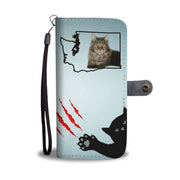 Maine Coon Cat Print Wallet Case-Free Shipping-WA State - Deruj.com