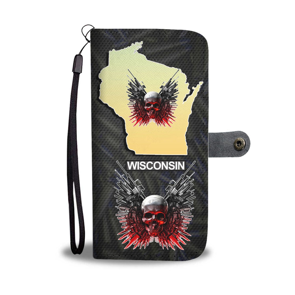 Limited Edition-Gun And Skull Print Wallet Case-Free Shipping-WI State - Deruj.com