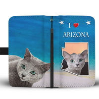 Russian Blue Cat Print Wallet Case-Free Shipping-AZ State - Deruj.com